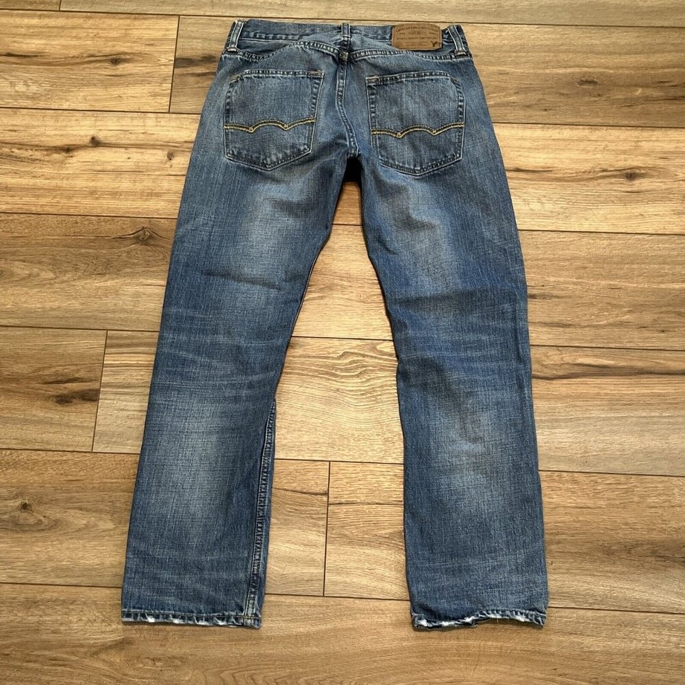 American Eagle Slim Straight Fit Denim Jeans 29x30 Blue Distressed Cotton Modern - Picture 10 of 12